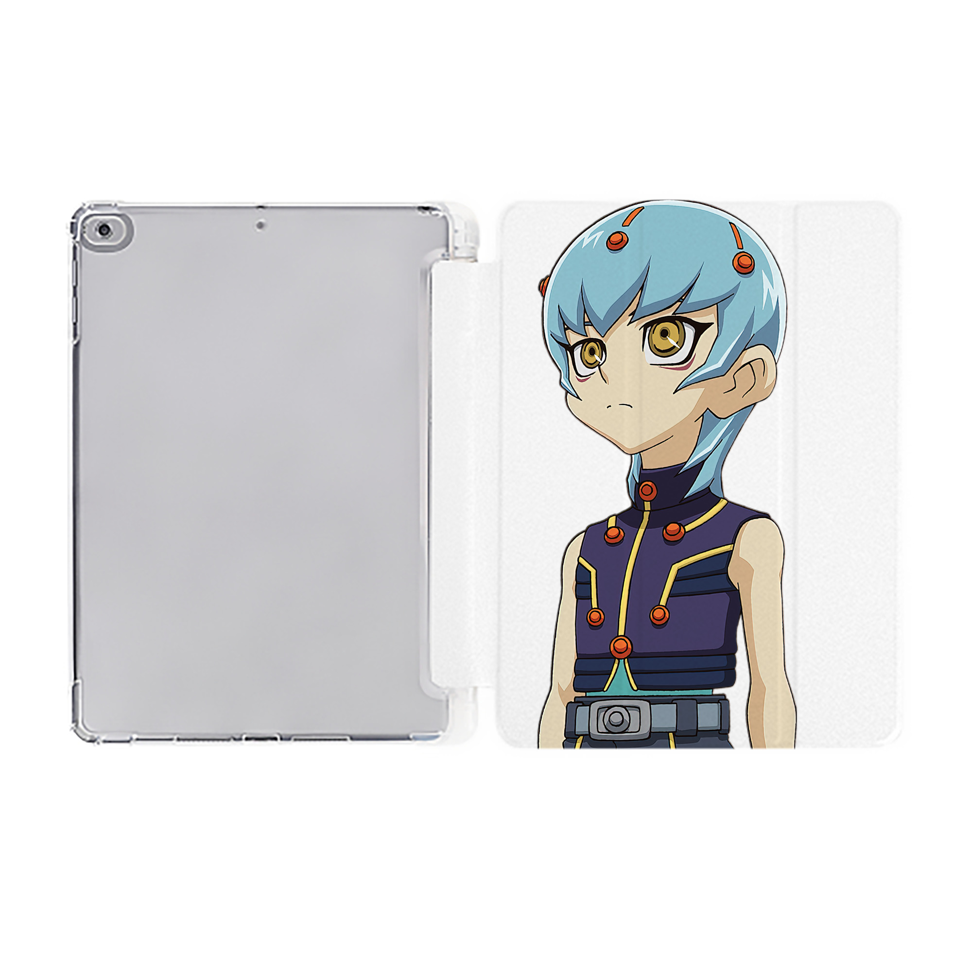 （画像用） 遊☆戯☆王 Yu-Gi-Oh! IPad ケース ペン収納付き 三つ折りスタンド PUレザー×シリコン 対応機種9.5/10.5/10.9インチ